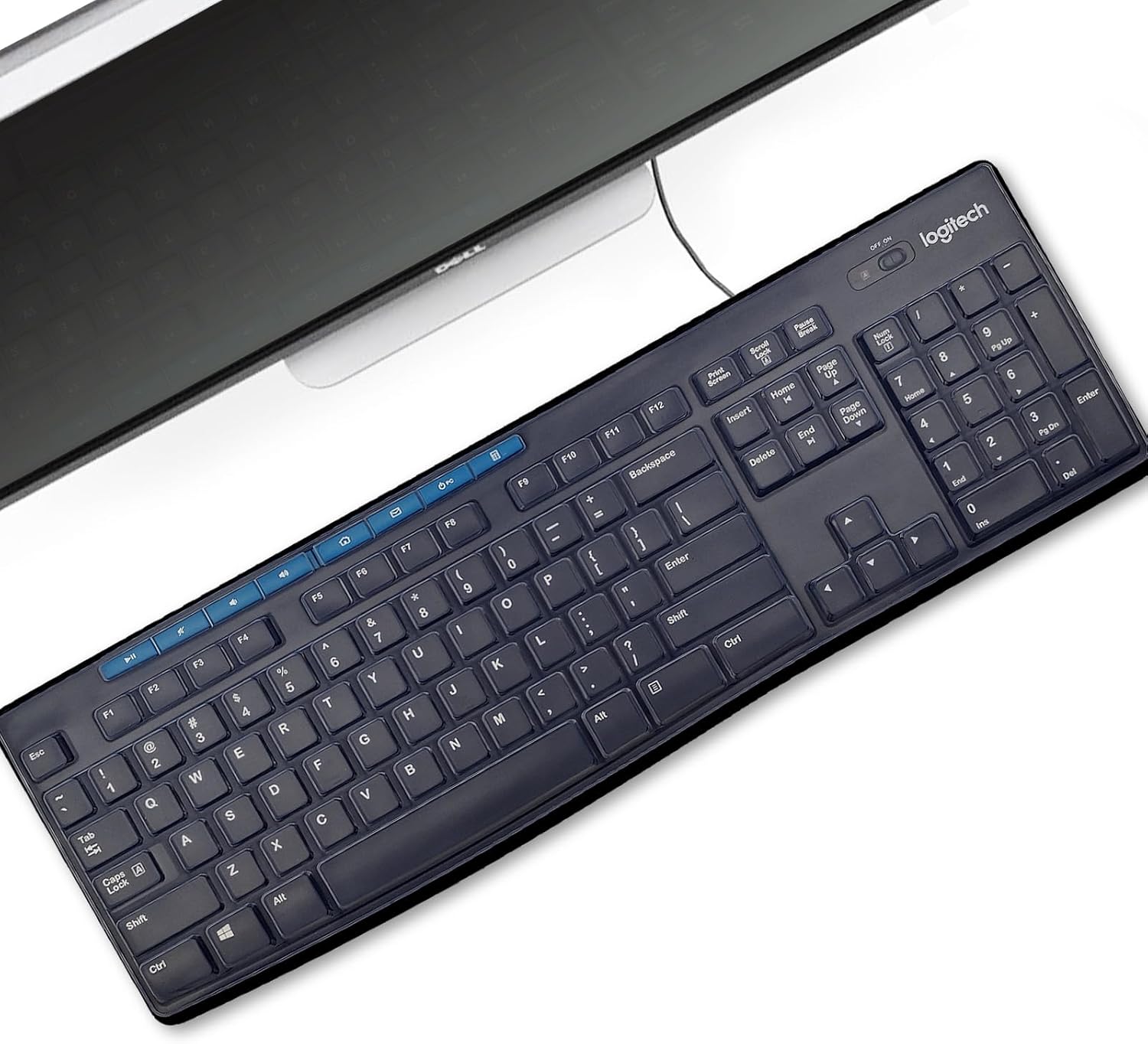Silicone Keyboard Cover for Logitech K200 K260 K270,Ergonomic Wireless Keyboards, MK200 MK260 Keyboard Skin Waterproof Dustproof - Transparent