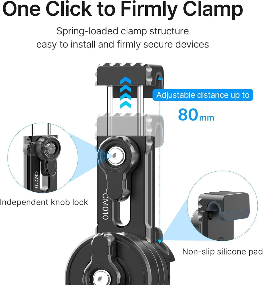 jusmo CM010 Cell Phone Fence Mount Game Changer Mounting Kit for GoPro, iPhone, AKASO, DJI Osmo Action, Insta360, Mevo Start for Recording Baseball Softball Tennis Gamechanger Streaming Kit