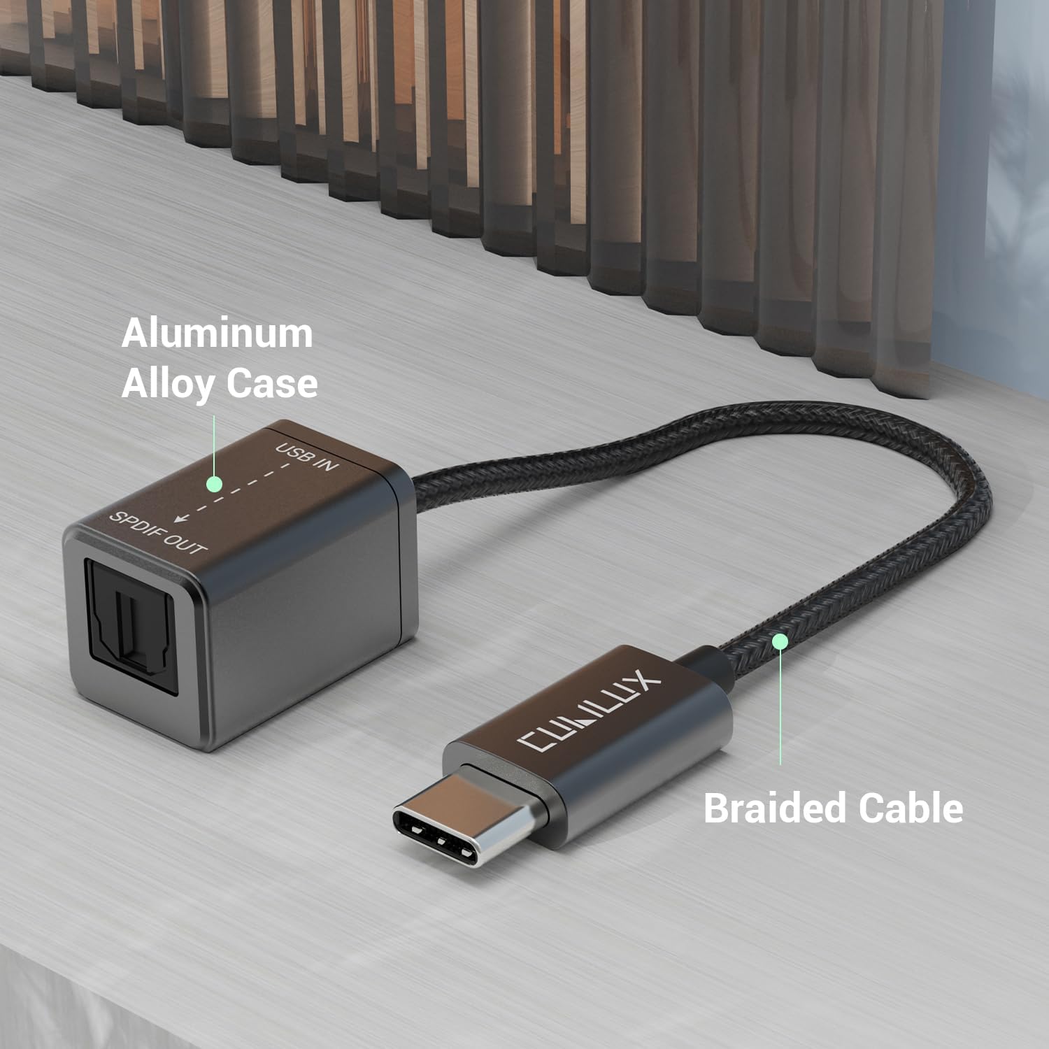 Cubilux USB C to SPDIF Transmitter, Unidirectional Type C to Optical Audio Output Adapter with 192KHz/24bit DAC for MacBook Pro/Air, Laptop, Computer