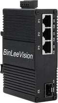Industrial Mini Gigabit Ethernet Switch 3-Port RJ45 10/100/1000BASE-T+1-Port SFP Slot,Unmanaged Network Switch,Network Hub,Dinrail Mount or Wall-Mount,Plug & Play,Fanless (3 RJ45+1 SFP with PoE)