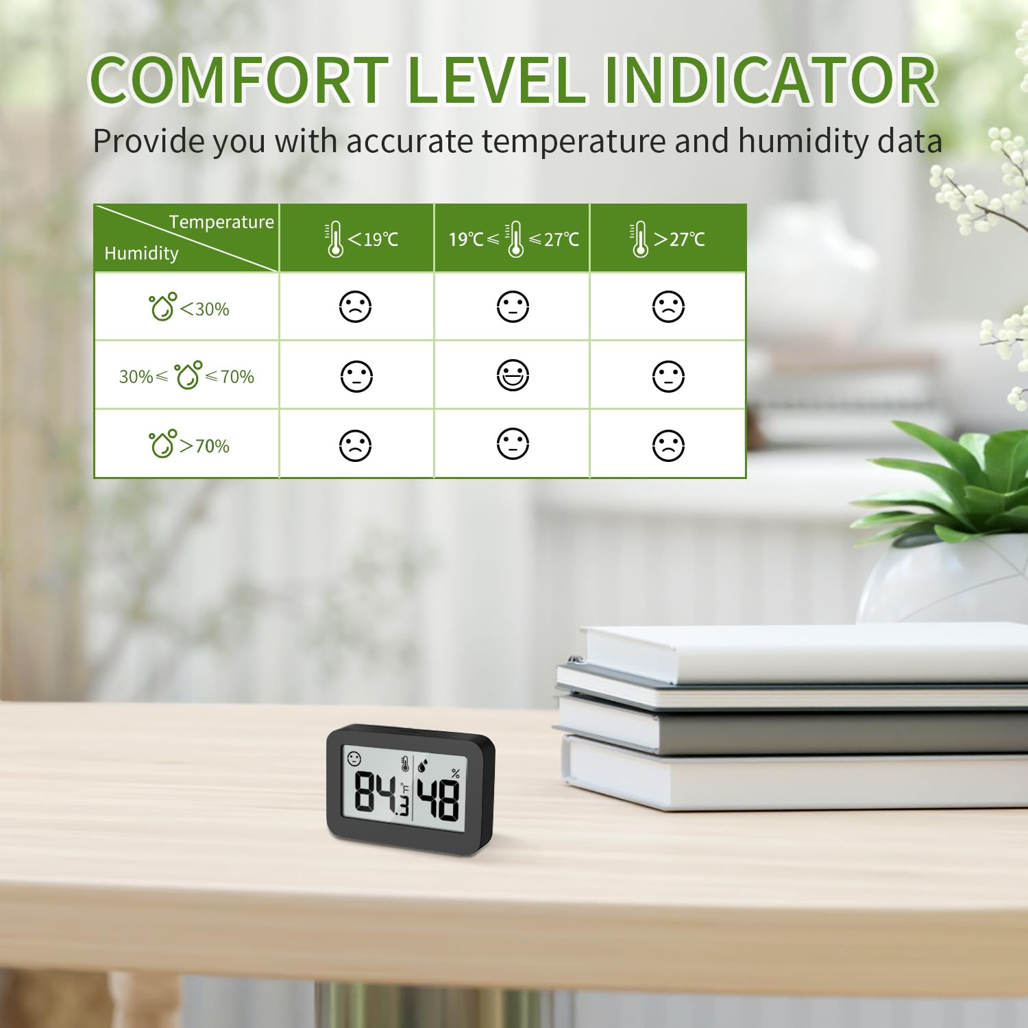 DOOMAY Mini Hygrometer Indoor Thermometer, Humidity Gauge with ℃/℉ Switch, Humidity Meter Digital Temperature Monitor for Greenhouse Babyroom Cellar Reptile Incubator Closet (4)