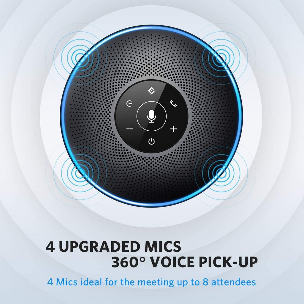 EMEET Bluetooth Speakerphone M2 Black Conference Speaker for 5-8 People Business Conference 360º Voice Pickup 4 AI Microphone Self-Adaptive Conference Call Speaker Skype USB Speakerphone