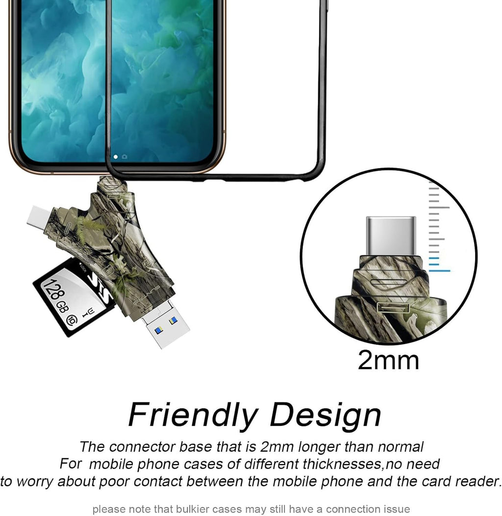 SD Card Reader for iPhone/ipad/Android/Mac/Computer/Camera,4 in1 Micro SD Card Reader Trail Camera Viewer, Portable Memory Card Reader SD Card Adapter for SD and TF Cards