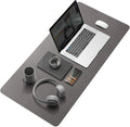 YSAGi Desk Mat, Mouse Pad,Waterproof Desk Pad,Large Mouse pad for Desk, Leather Desk Pad Large for Keyboard and Mouse,Dual-Sided Mouse Mat for Office and Home (Dark Grey, 35.4" x 17")