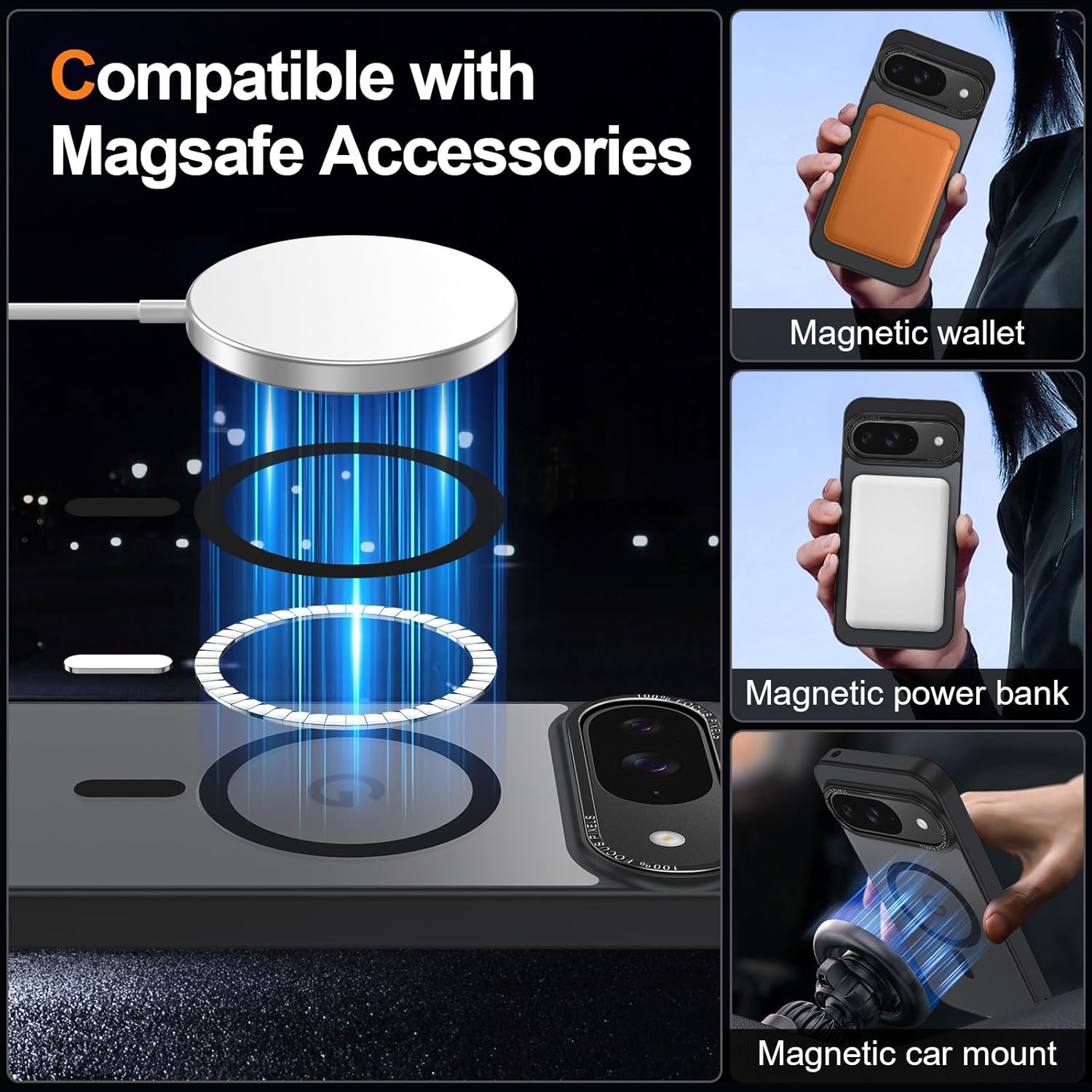 Magnetic for Google Pixel 10/Pixel 10 Pro Case, [Military Grade Drop Protection] [Compatible with MagSafe] Shockproof Slim Translucent Matte Anti-Slip for Women Girls Men Case, Black