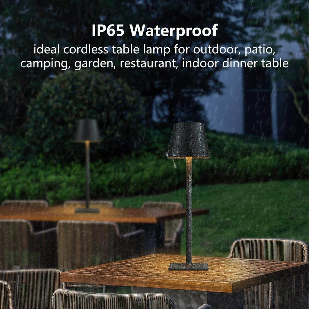 4 Pack Cordless Table Lamps, Portable Rechargeable Lamp, 6000mAh Battery Operated, 3 Color Dimmable LED Table Light for Restaurant/Bedroom/Outdoor Party/Camping/Cafe Night Light(Black)