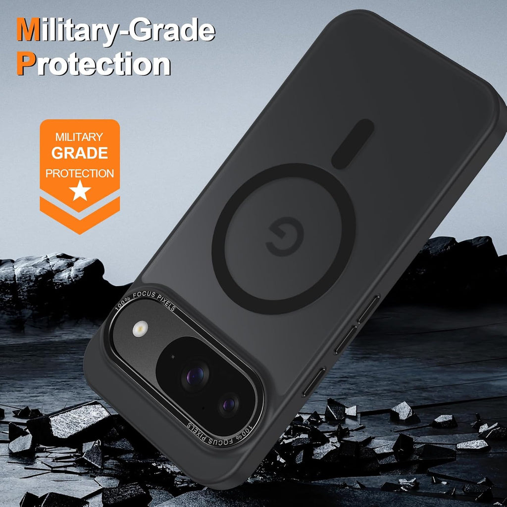 Magnetic for Google Pixel 10/Pixel 10 Pro Case, [Military Grade Drop Protection] [Compatible with MagSafe] Shockproof Slim Translucent Matte Anti-Slip for Women Girls Men Case, Black