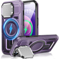 Camera Stand Case for iPhone 12/12 Pro, [Compatible with Mag Safe] [Lens Cover] 2024 Version Military Grade Protective Soft Case for iPhone 12/12 Pro 6.1 inch Men Women, Purple