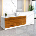 Reception Desk with Counter Modern Checkout Counter with Lockable Drawer Keyboard Tray Receptionist Desk for Office Salon Reception Table M Left 71inch/180cm