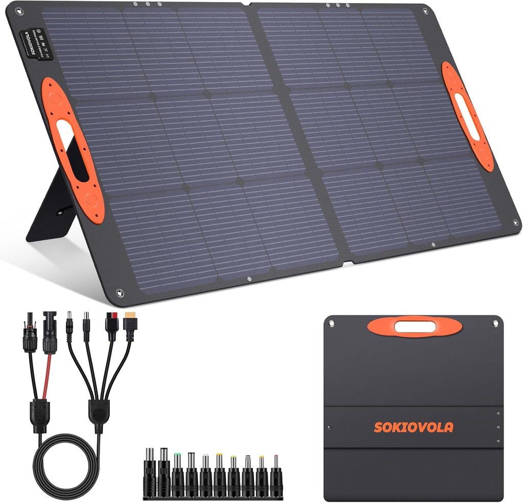 N-Type 16BB 110W Portable Solar Panel for EF/Jackery/Bluetti/Anker Power Station, 25% High Efficiency ETFE Foldable Solar Panel Charger IP68 Waterproof for Outdoor Camping RV