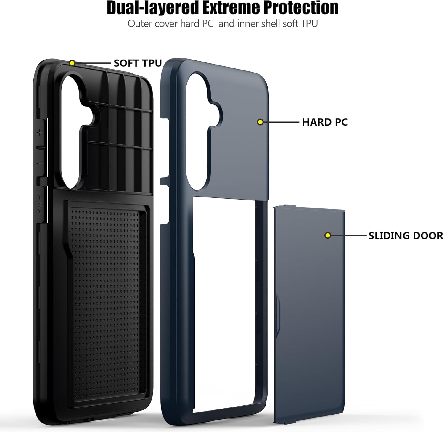 Nvollnoe for Samsung S25 Plus Case with Card Holder Dual Layer Heavy Duty Protective Case Hidden Card Slot Slim Wallet Cover for Samsung S25 Plus 6.7''(Blue)