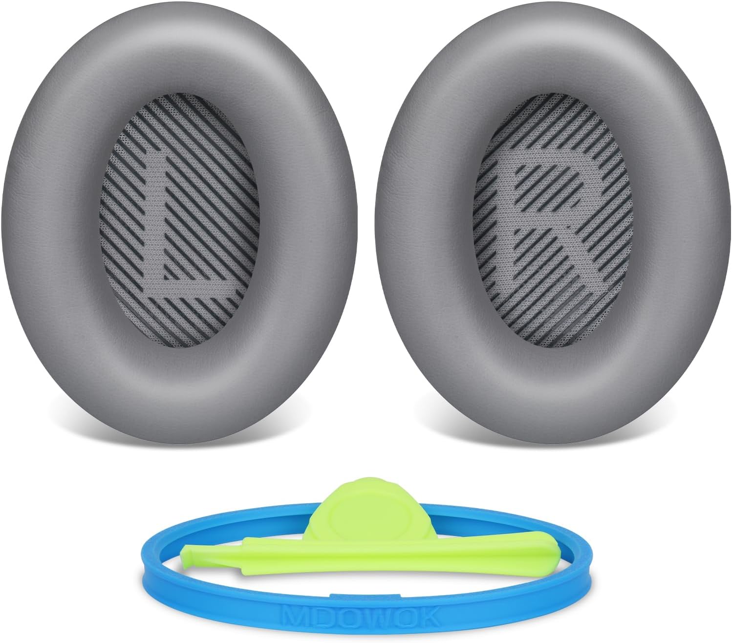 Replacement Earpads Cushions for Bose QuietComfort35&35ii(QC35 II & QC35) Silver Headphones - Professional Positioning Tools Included, Noise-Isolating Memory Foam & Breathable Leather (Grey)