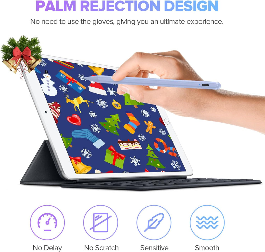 Stylus Pen for iPad 6th-11th Generation-2X Fast Charge Active Pencil Compatible with 2018-2025 Apple iPad Pro 11"/12.9"/M4, iPad Air 3/4/5/M2/M3,iPad mini 5/6 Gen-Purple