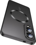 Magnetic for Samsung Galaxy S25 Edge Case [Compatible with MagSafe][Built-in Camera Lens Protector] Slim Soft Silicone Bumper Shockproof Metallic Luster Phone Case (Black)