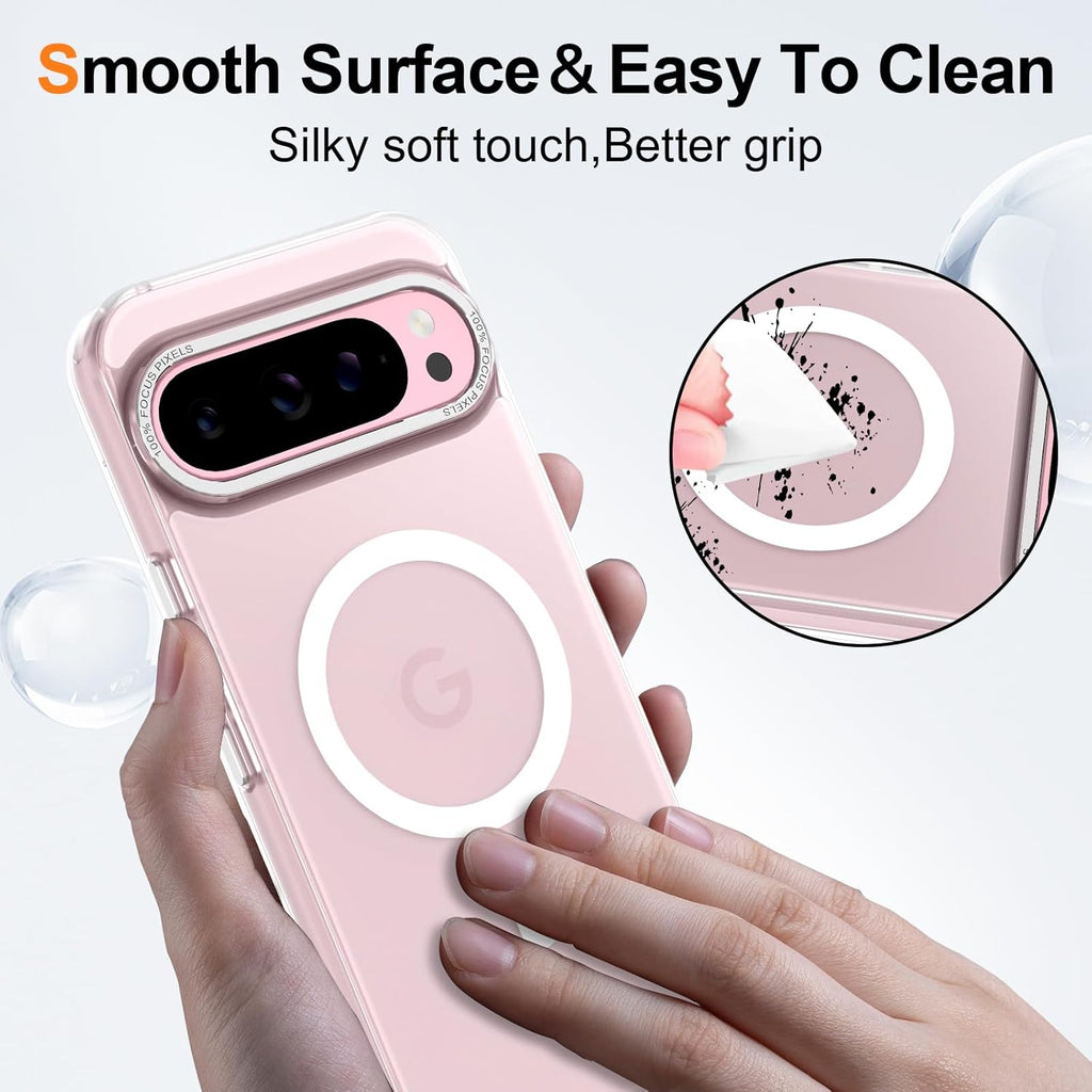 Magnetic for Google Pixel 9 Pro XL Case, [Military Grade Drop Protection] [Compatible with MagSafe] Shockproof Slim Translucent Matte Anti-Slip for Women Girls Men Case, Clear