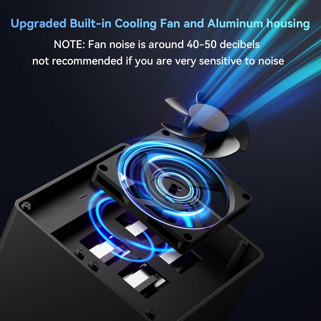 Aluminum 4 Bay 10Gbps Hard Drive Enclosure with Cooling Fan for 2.5“/3.5" SATA HDD/SSD with USB A/C 3.2 Gen 2, Support Hot Swappable,Tool-Free HDD Enclosure , DAS(NO RAID/NAS)