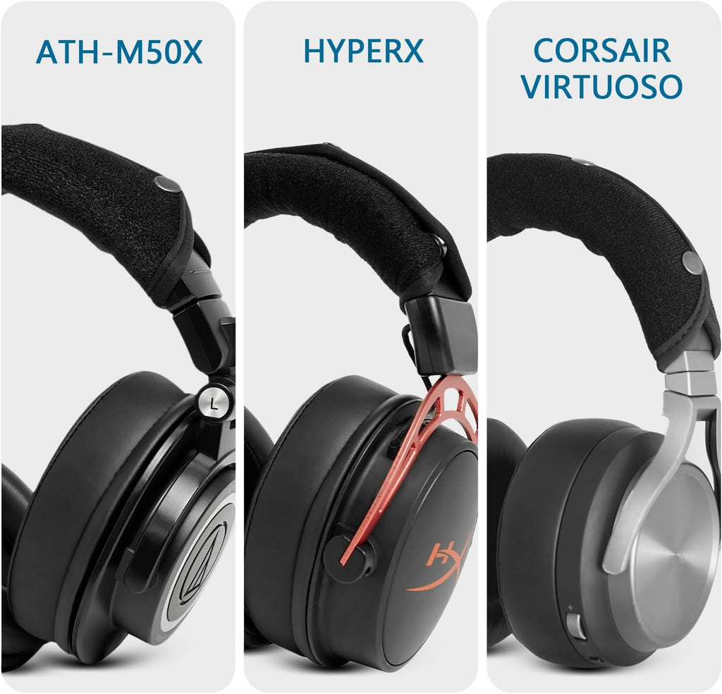GEVO Replacement Headphone Headband Cover for Corsair Virtuoso, Audio Technica ATH M Series M50X, M50XBT, M50, M40X & More, Cushion Pad Protector Repair Part, Easy Installation No Tool Needed (Black)
