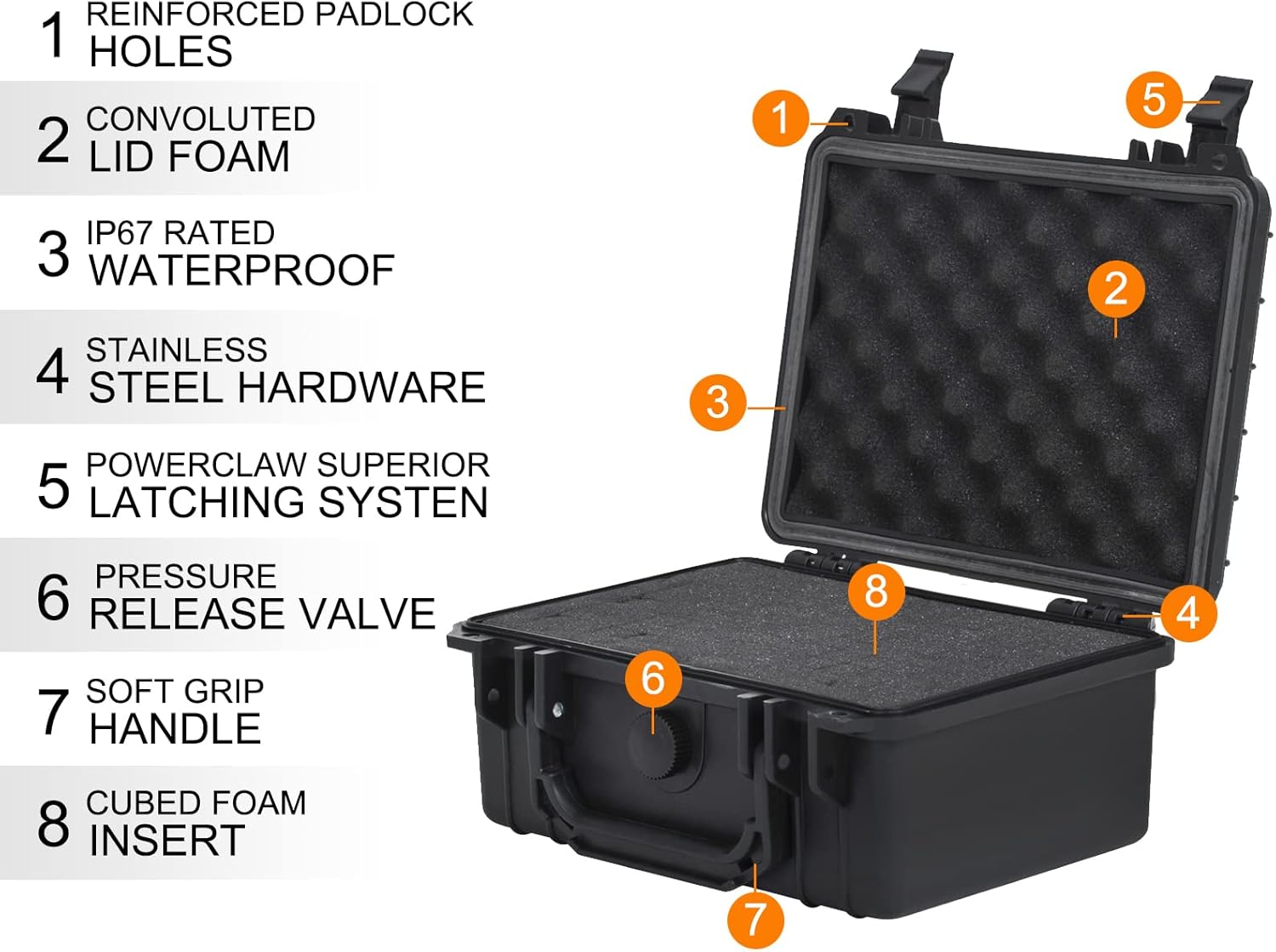 MEIJIA Portable Waterproof Protective Hard Case,Compact Camera Case with Customizable Fit Foam,Elegant Black,Fit for Drones,Camera,Lens, 9.17inchx7.56inchx4.33inch, Black, Dry Case