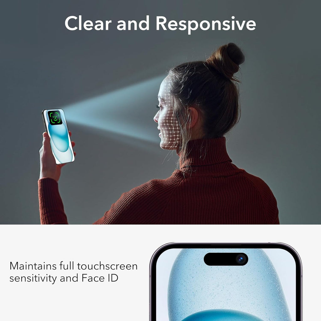 ESR 3+1 Pack for iPhone 15 Plus Privacy Screen Protector Set, Anti-spy Tempered-Glass Privacy Screen Protector, Micro-curved Edges, Case Friendly, 3-Pack with 1 Set of Individual Camera Lens Protector