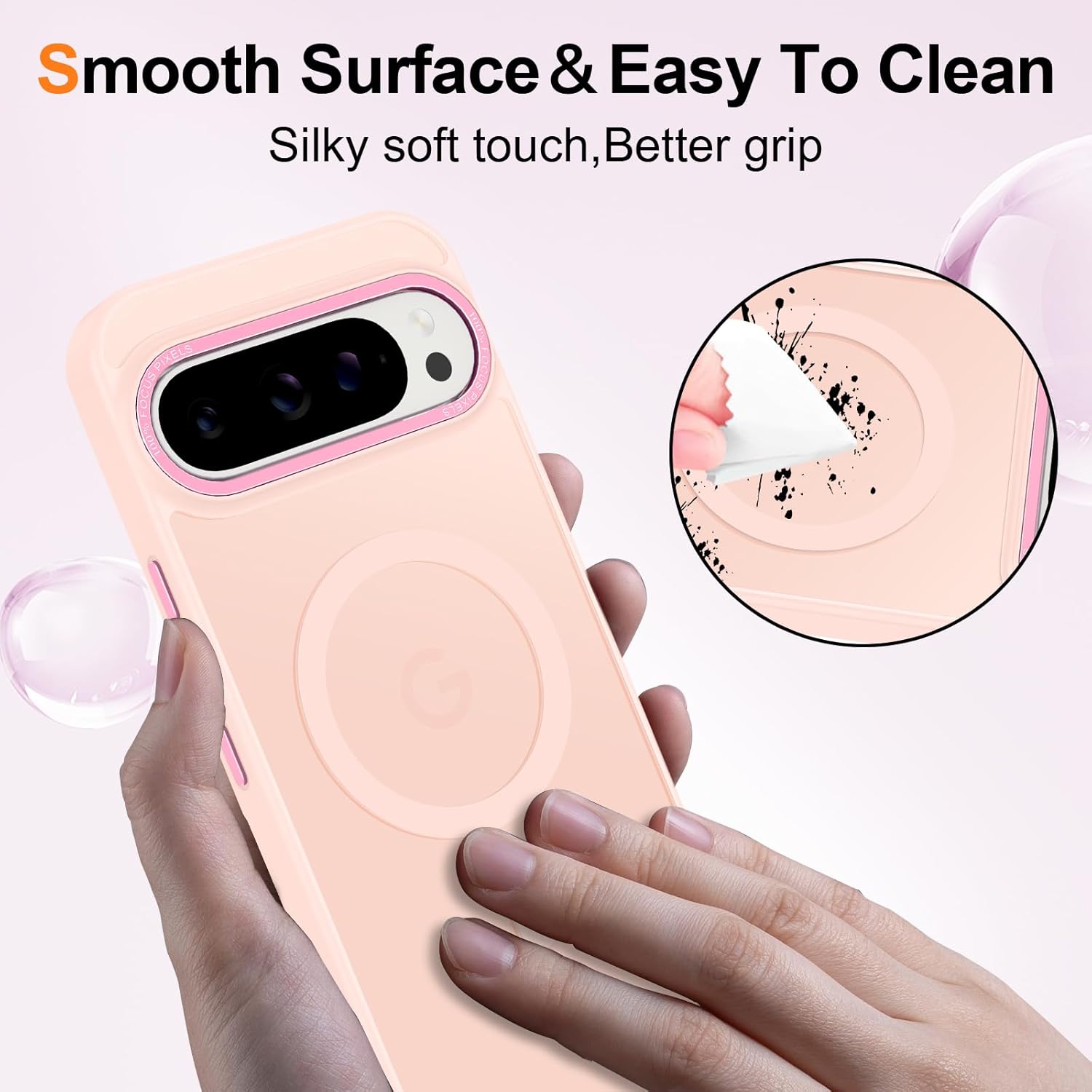 Magnetic for Google Pixel 9 Pro XL Case, [Military Grade Drop Protection] [Compatible with MagSafe] Shockproof Slim Translucent Matte Anti-Slip for Women Girls Men Case, Pink