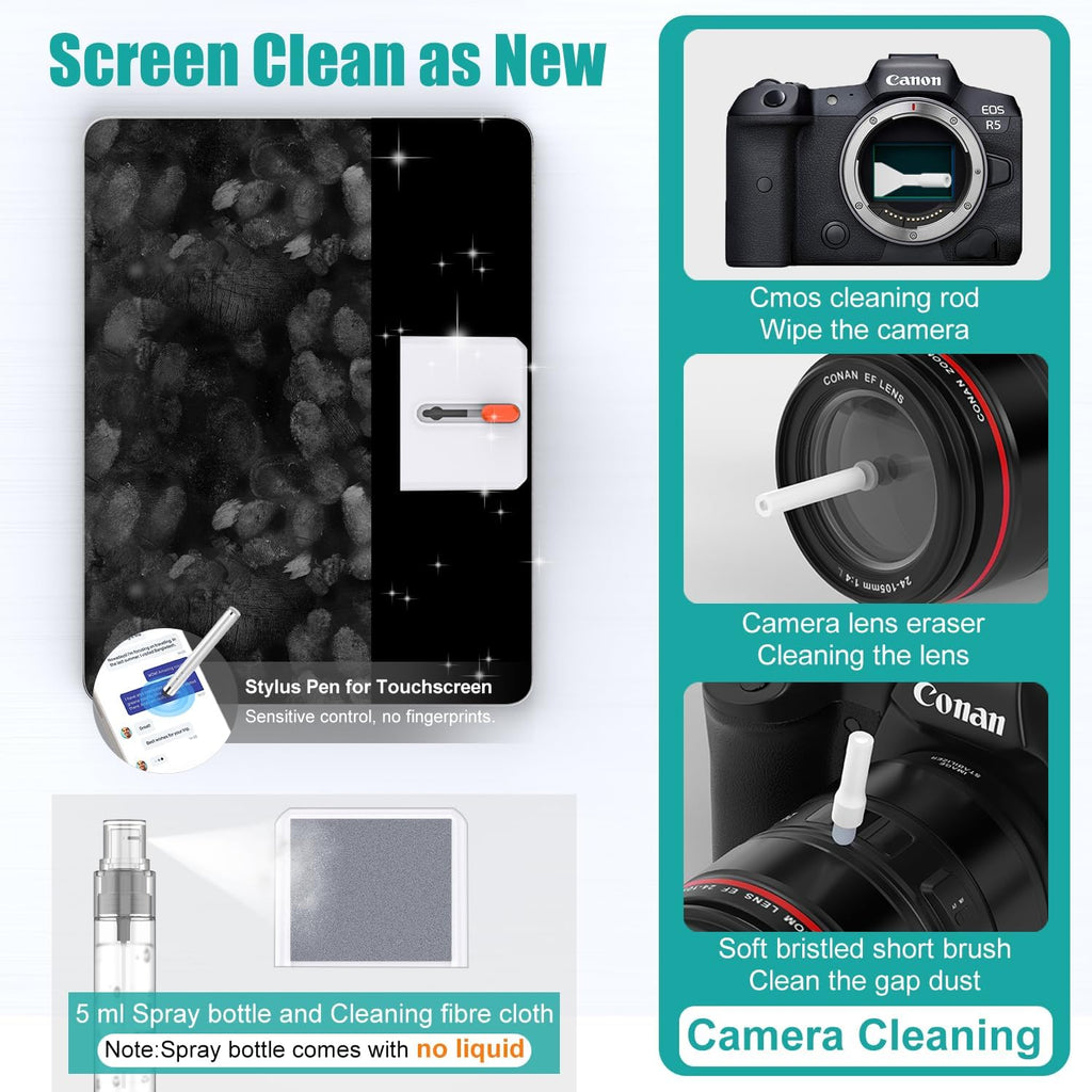 VICHYIE Keyboard Cleaning Kit with Brush, Computer Laptop Cleaner Kit, Phone Cleaning Tool, Multi-Function Cleaner Kit for Earbuds, Cellphones, PC, Screens, Camera Lens, Electronics Devices (White)