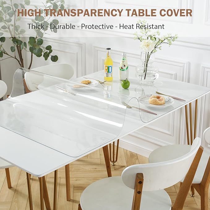 LovePads Clear Table Cover Protector 40 x 74 Inch, 1.5mm Thick Plastic Table - Image 2