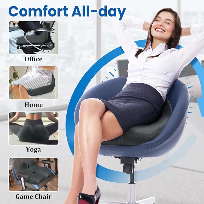 CushZone Seat Cushion, Memory Foam Office Chair Seat Cushion - Image 6