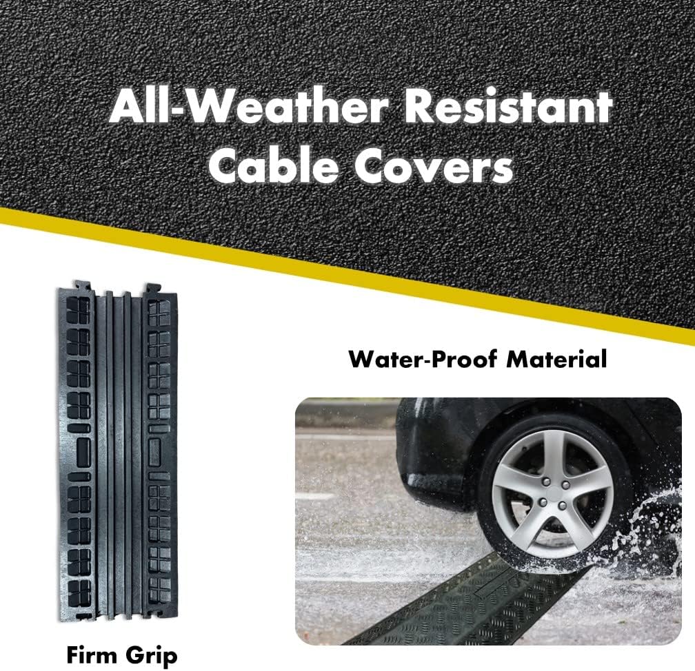 Kable Kontrol Drop Over Floor Cord Cover – 40” Inch Long 2 Channel Cable or Wire Protector – 60 Pcs Bulk Pack - Rubber Ramp for Indoor and Outdoor Use – Black