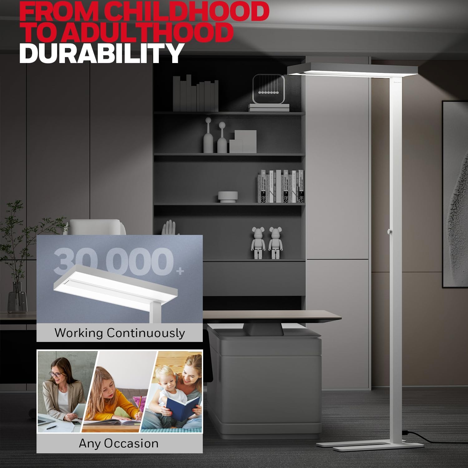 Honeywell LED Floor Lamp Modern - 02E GEN Sunturalux Eye Caring Tall Standing Light, 8000LM 4000K Natural Daylight Dimmable Reading Lampara for Home Office Living Room Bedroom