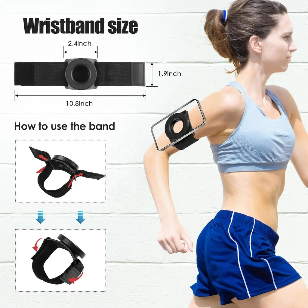 Magnetic Wrist Phone Holder for Running – 360° Rotatable and Compatible with MagSafe | Armband Strap for iPhone 12 to 16 & Android, Quick Mount Arm Band for Runners, Anti-Drop Phone Mount