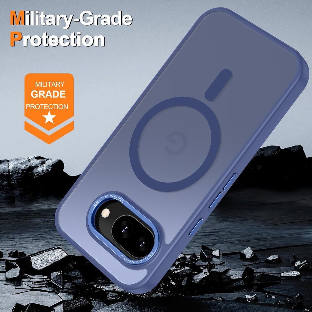 Magnetic for Google Pixel 9a Case, [Military Grade Drop Protection] [Compatible with MagSafe] Shockproof Slim Translucent Matte Anti-Slip for Women Girls Men Case, Blue