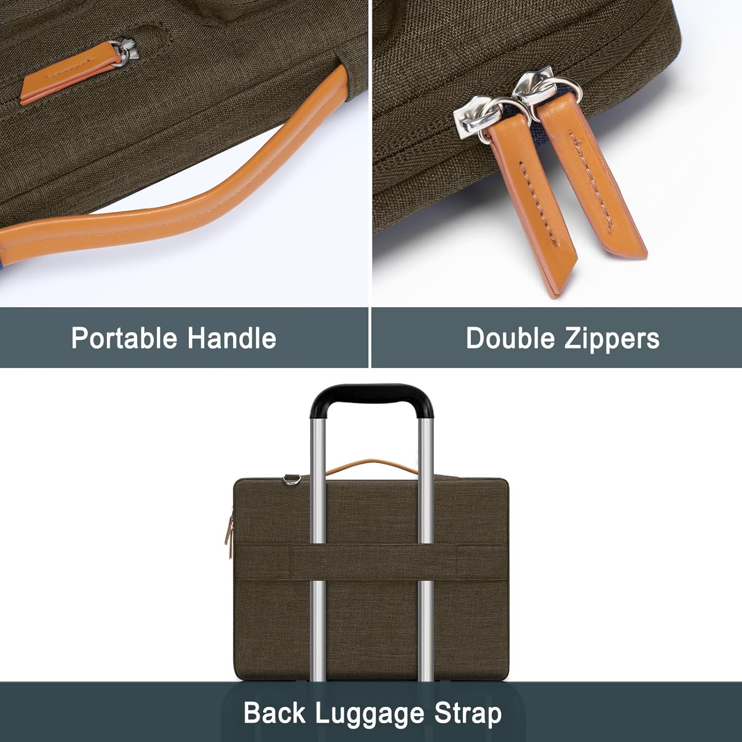 MOSISO 360 Protective Laptop Shoulder Bag,13-13.3 inch Computer Bag Compatible with MacBook, HP, Dell, Lenovo, Asus Notebook,Side Open Messenger Bag with 4 Zipper Pockets&Handle, Carob Brown