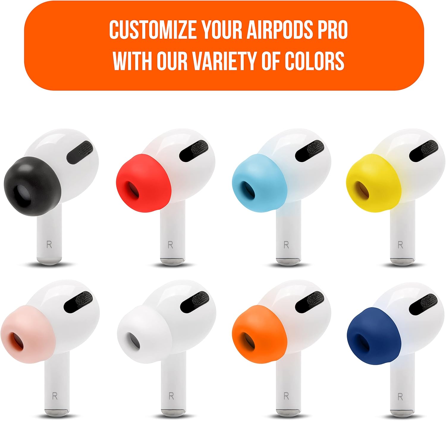 WC TipZ - Upgraded Memory Foam Ear Tips for Airpods Pro Made by Wicked Cushions | Improved Comfort, Tighter Seal, Better Foam Rebound Time | Fits Perfectly in Charging Case | Wicked Orange