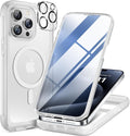 Miracase Magnetic for iPhone 12 Pro Max Case [Compatible with MagSafe] Full-Body Phone case with Built-in Glass Screen Protector& Camera Protector, Military Drop Proof 12 Pro Max Cover, Matte Clear