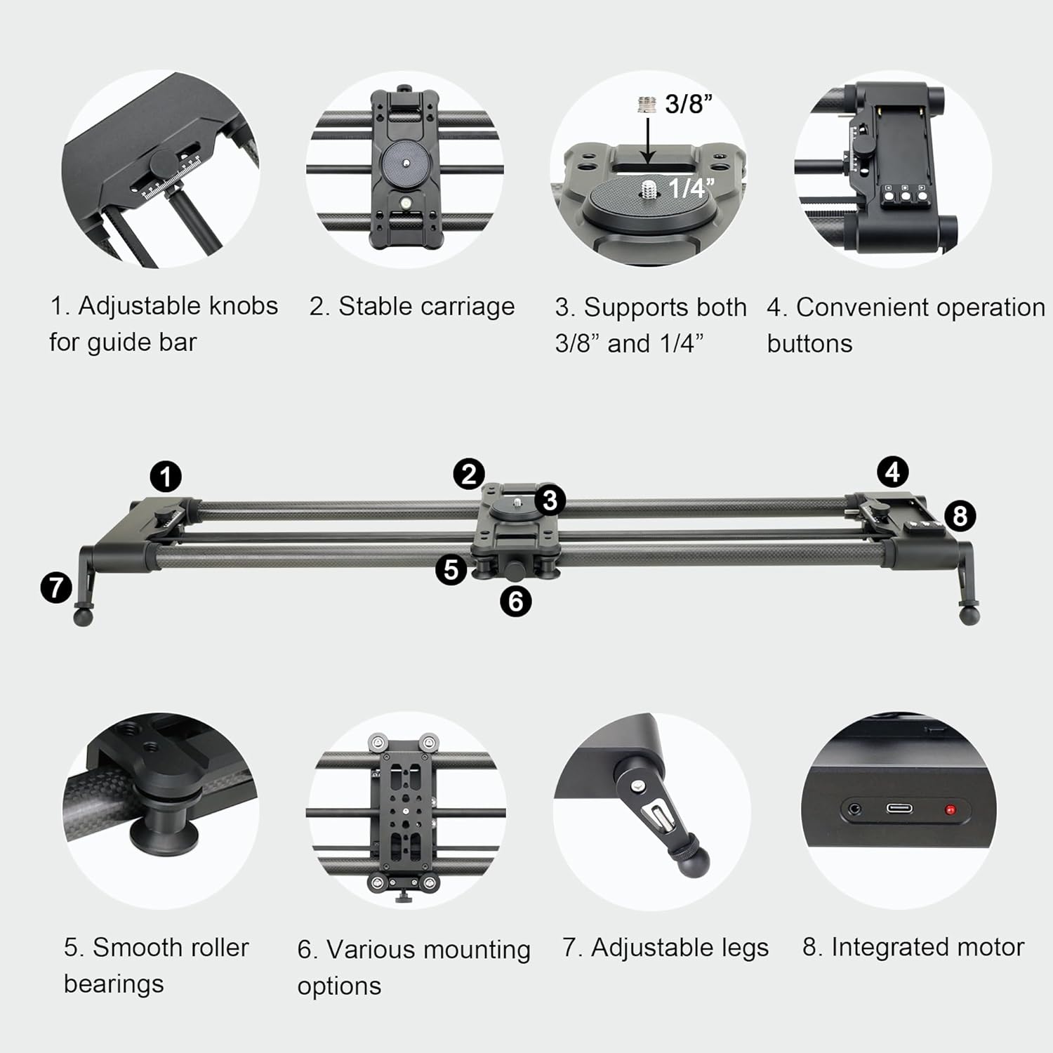 Konova New G1 Wireless Motorized Integrated Carbon Slider for Video, Time Lapse, Stop Motion, Parallax Panormaic Shooting (120cm (47.2"))
