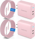 2Port 45W Super Fast Charger Type C, 2Pack 45W USB-C Charger Fast Charging for Samsung Galaxy S24 Ultra/S24+/S24/S23 Ultra/S23+/S22/S20/Note10+ with 2X 6.6ft Type C Cord (Pink)