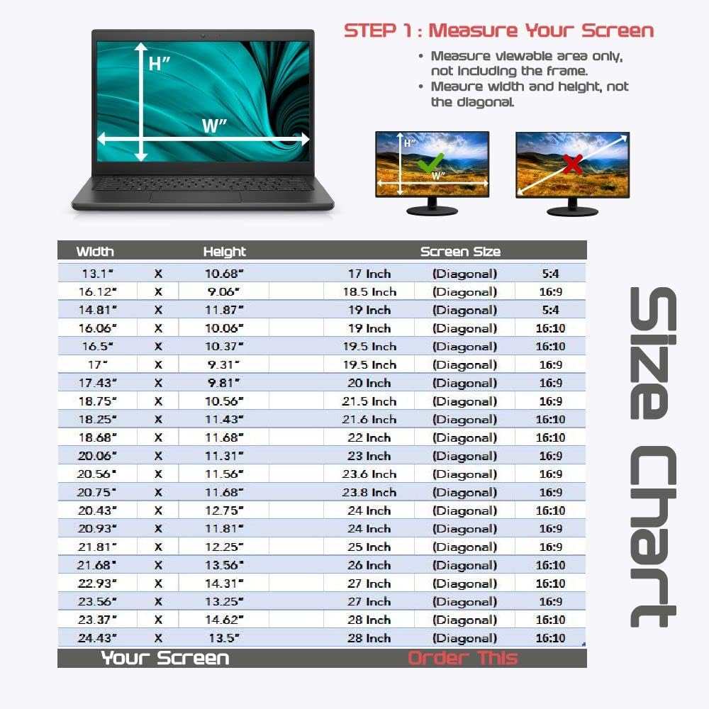 Computer Privacy Screen Filter for Widescreen Monitor - Anti-Glare, Blue Light Reduction, and Privacy Shield Protector - 24 Inch 16:10 Aspect Ratio