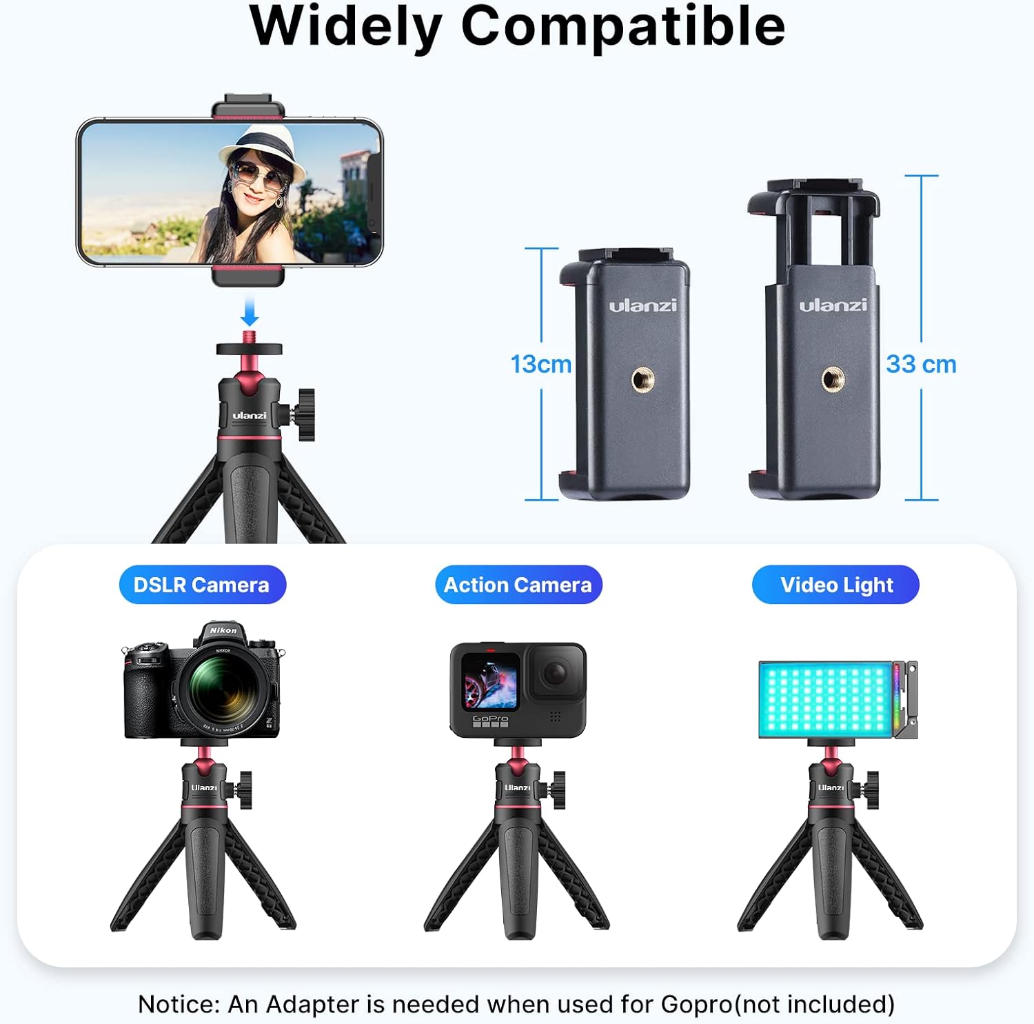 ULANZI MT-08 Extension Pole Tripod, Mini Selfie Stick Tripod Stand Handle Grip for Osmo Pocket3 Webcam iPhone 11 Pro Max Smartphone Canon G7X Mark III Sony ZV-1 RX100 VII A6400 A6600 Cameras Vlogging