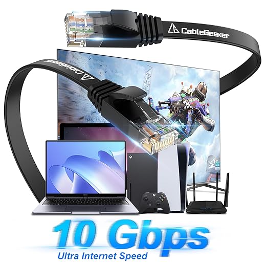 Cat 6 Ethernet Cable 7ft Flat Internet Network Cables - Image 2