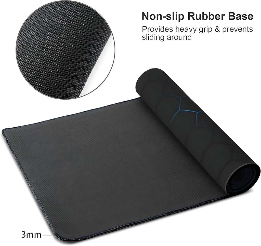 Hexagon Honeycomb Large Mouse Pad,Gaming Keyboard Desk Pad,Extended Mouse Mat Non-Slip Rubber Base with Stitched Edges for Office Game Home XXL 35.4"x15.7"
