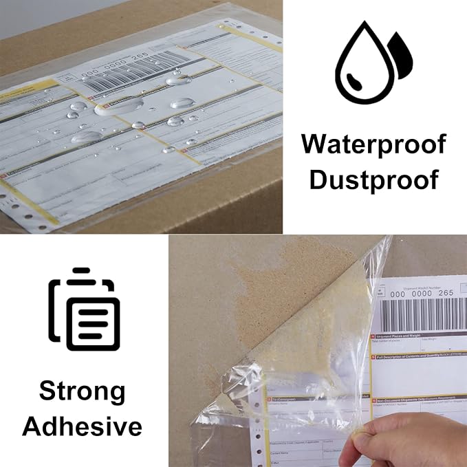 LabelMore 200 pcs 6" x 9" Clear Plastic Adhesive Packing List Envelope Mailing - Image 2