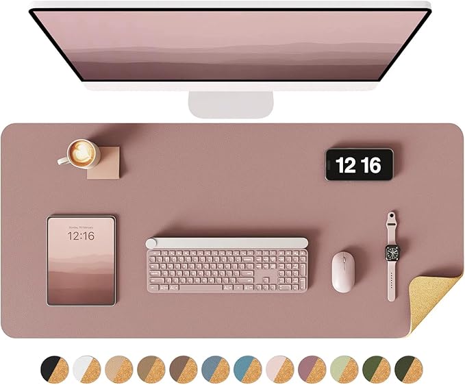 YSAGi Double-Sided Desk Pad, 35.4"x17" Leather Desk Mat, Eco Cork Desk Pad by YSAGi