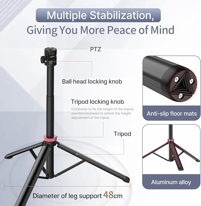 ULANZI MT-79 Extendable Tripod Aluminum 81" Portable Adjustable Light Stand w - Image 5