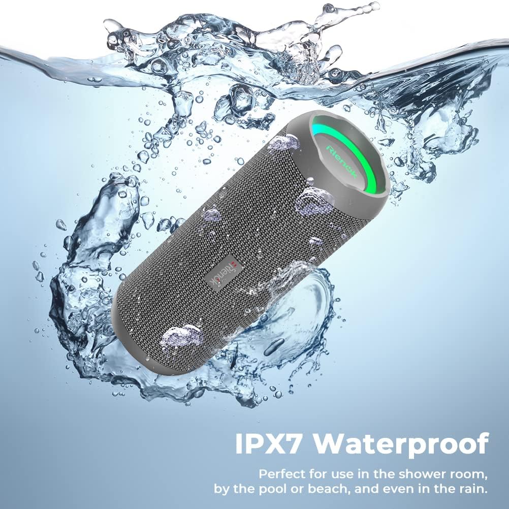 RIENOK Portable Bluetooth Speaker 30W Dual Pairing True Wireless Stereo HD Sound IPX7 Waterproof Outdoor Sport Shower Wireless Speaker Bluetooth 5.3 for Home Party
