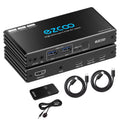 4K@120Hz USB-C HDMI2.1 KVM Switch for 2 Laptops with 2 USB 2.0 Ports L/R MIC Out Share 1 Monitors Keyboard Mouse Hard Drive Printer