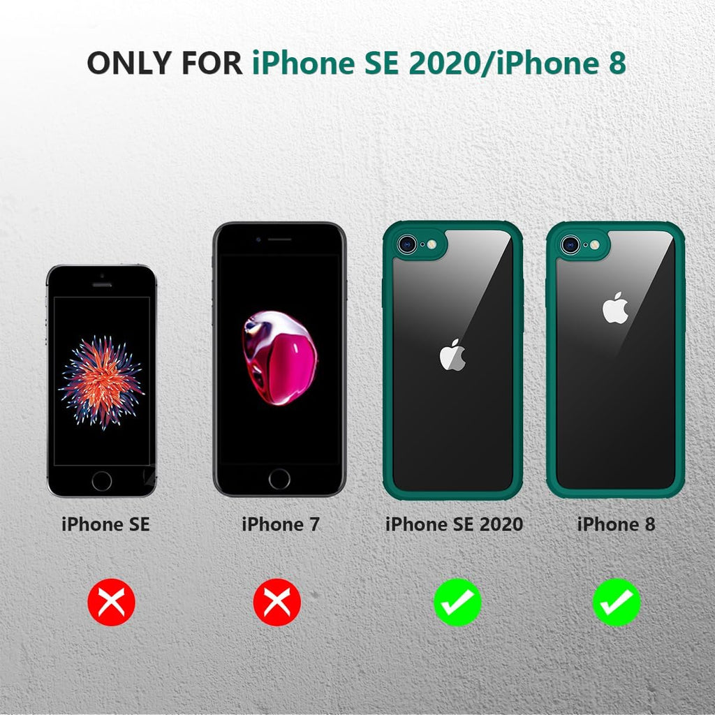 Miracase for iPhone SE Phone Case 3rd/2nd Generation 2022 2020 Full-Body with Built-in Glass Screen Protector, Heavy Duty 360° Protective Shockproof Bumper Cover for iPhone 8/SE, Green