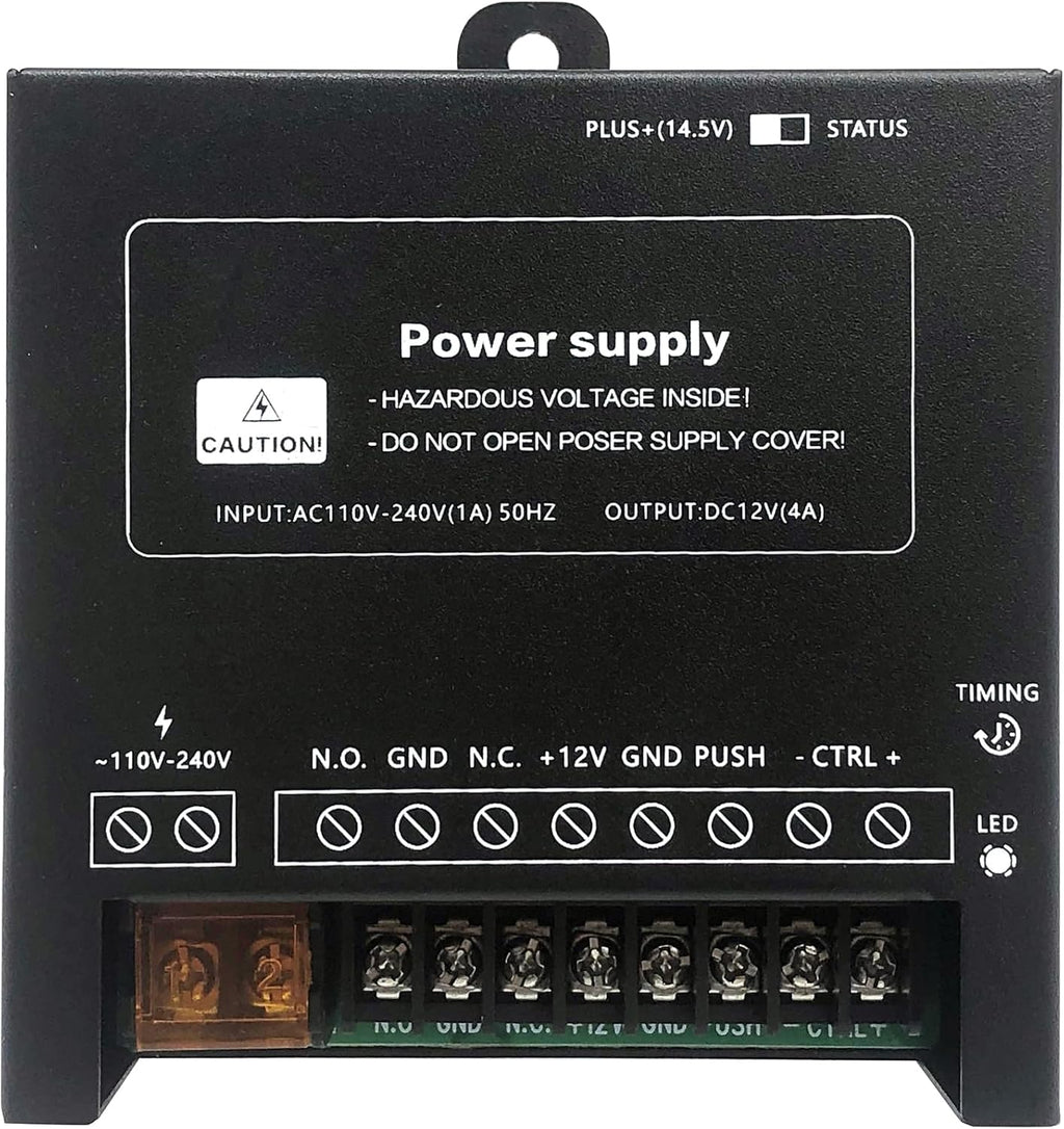 Waterproof Electric Magnetic Fingerprint Door Access Control Kit - 600 lb Holding Force, RFID Keypad/Reader, 5 ID Cards, 110V Power Supply & Metal Exit Button - Secure Lock System (K5EM-600LB KIt)
