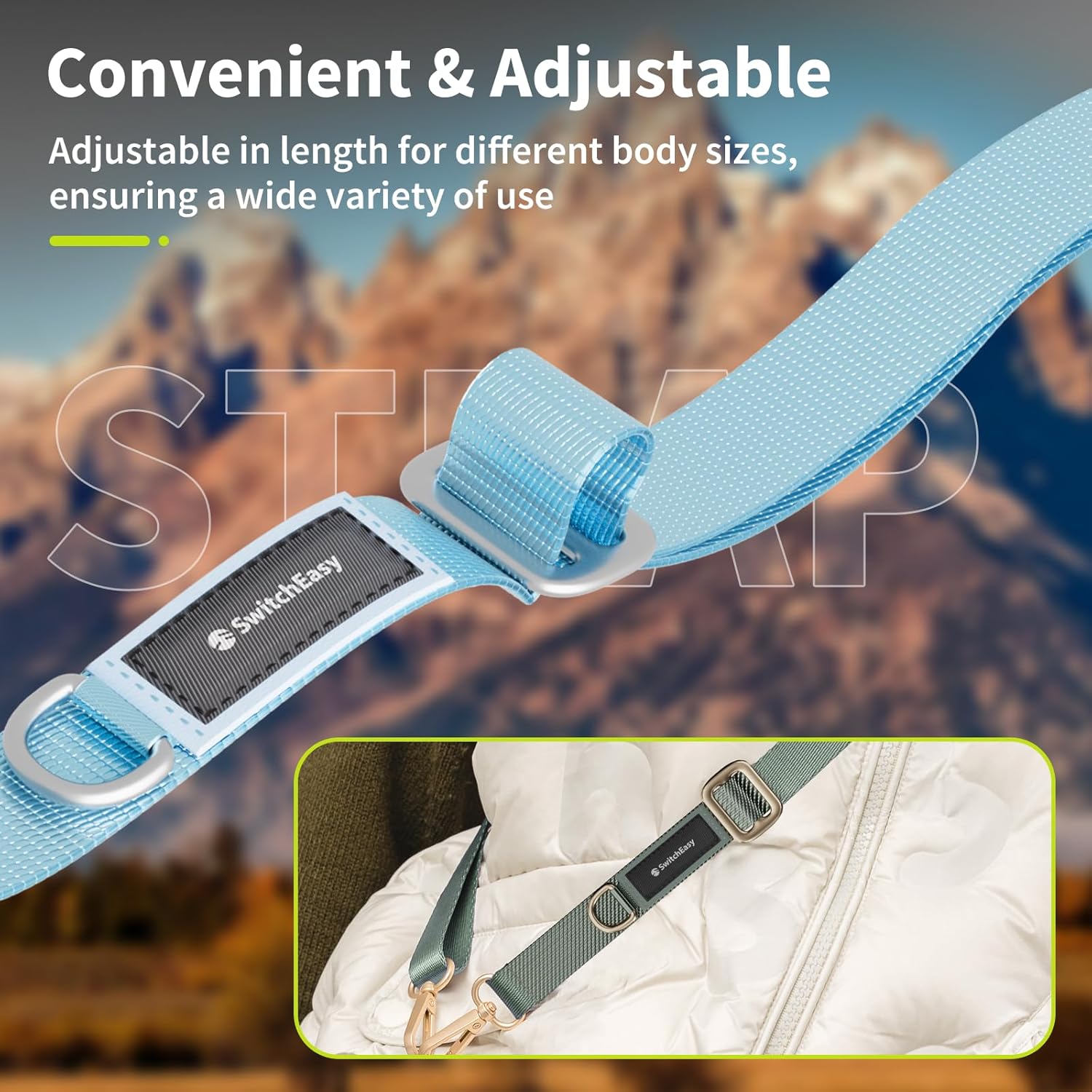 SWITCHEASY 20mm Adjustable Crossbody Phone Strap Compatible with Most Phones, Anti-Theft & Ant-Drop, Hands Free for Phone Lanyard Crossbody with Strap Card Phone Tether Tab-EasyStrap(Ice Cream White)