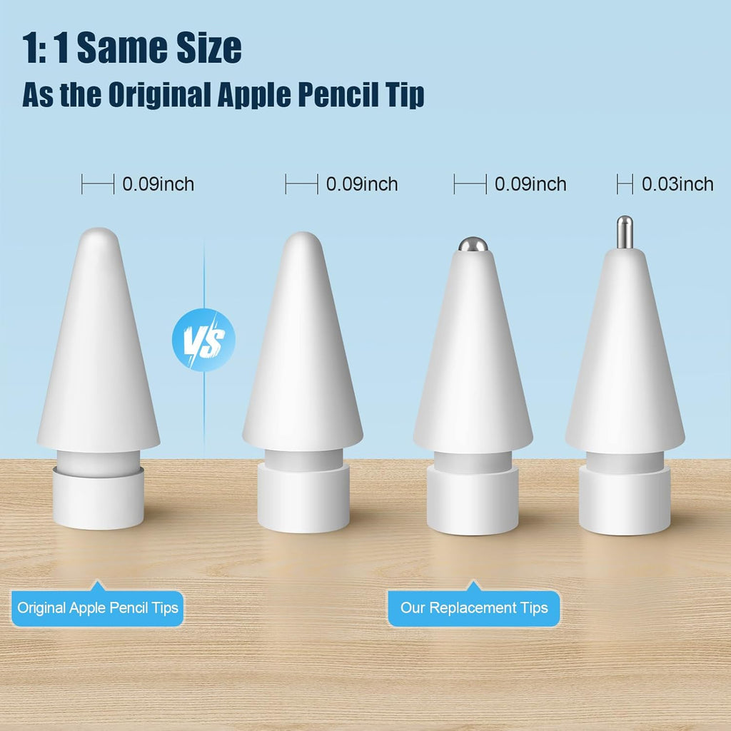 Upgraded Replacement Tips for Apple Pencil Pro/1st Gen/2nd Gen/USB-C, Metal Pen Nibs Accessories for Apple iPad Pencil - (6 Pack)