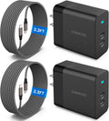 2Port 45W Super Fast Charger Type C, 2Pack 45W USB-C Charger Android Phone Charger Fast Charging for Samsung Galaxy S25 Ultra/S25+/S24/S24 Ultra/S23+/S22/S20/Note10+/Tab S9 with 2X 3.3ft Type C Cord